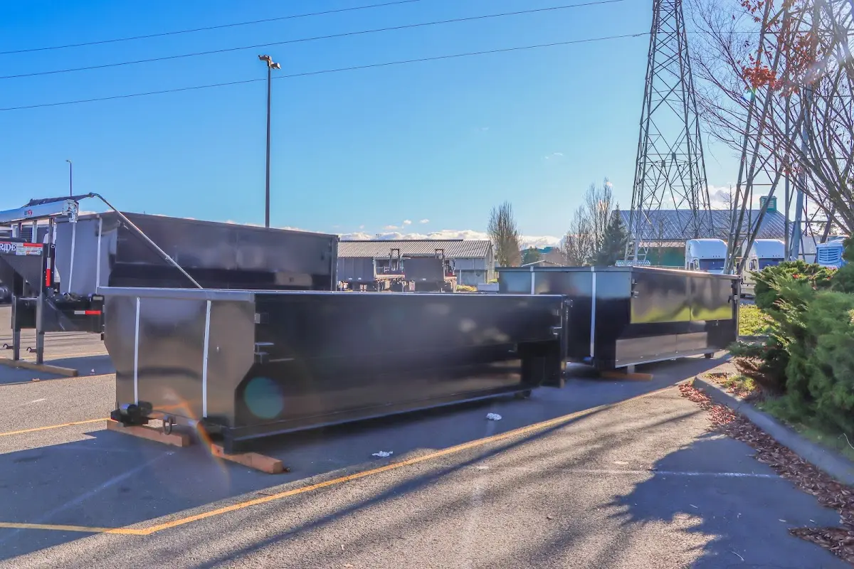 Roll-off dumpster ready for waste disposal at job site for Construction Dumpster Rental in Hewitt